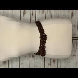 Ann Taylor LOFT brown wide woven leather belt Size Medium